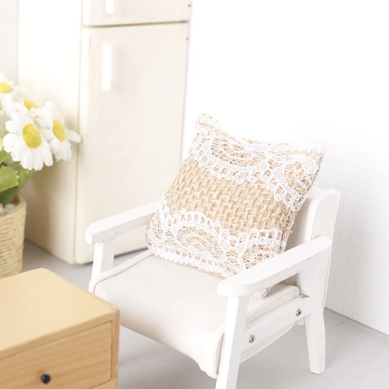 Dollhouse Lace Pillow Sofa Cushions 1:12 Miniature; Doll Furniture Decoration Accessory; Home Play Toy