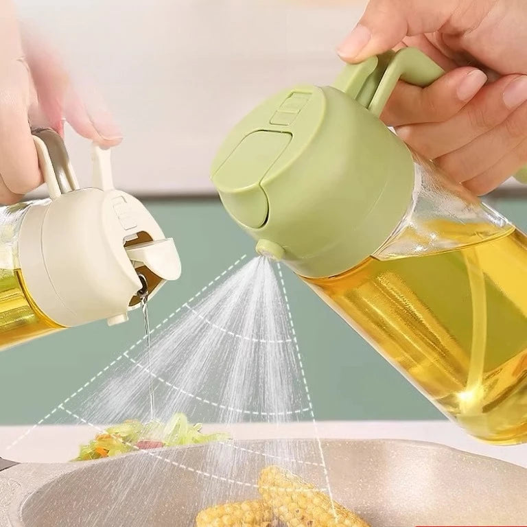 470ml 2 in1 Glass Oil Sprayer and Dispenser with Fine Mist Nozzle for Cooking Baking BBQ Air Fryer Kitchen Tool