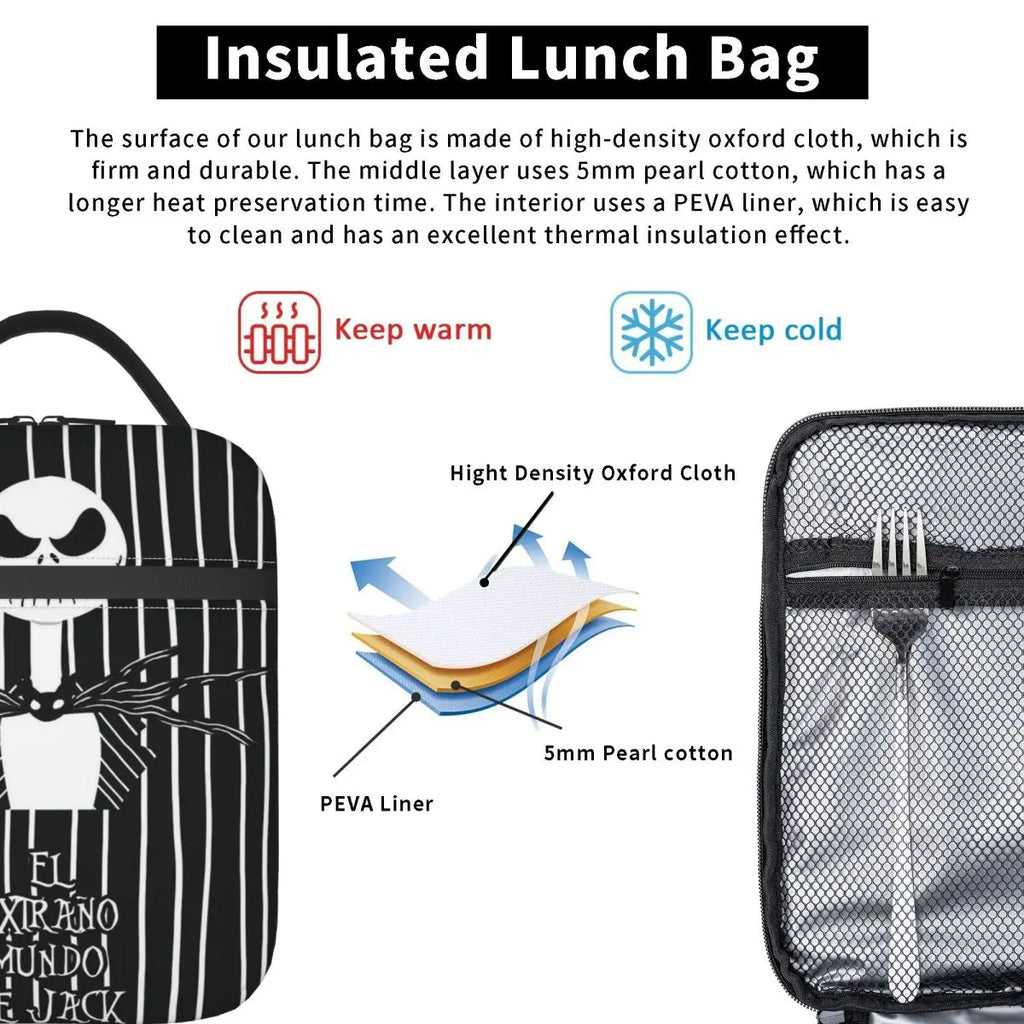 The Nightmare Before Christmas Stuff Insulated Lunch Bags Large Reusable Cooler Bag Tote Lunch Box