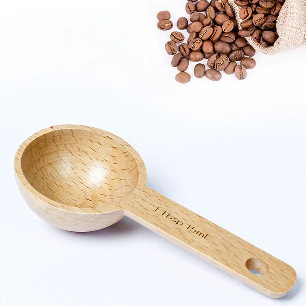 Tablespoon Measuring Spoon Walnut Wooden 7.5/10/15/30/45ml Beech Wooden Spoon Hangable Kitchen Measuring Tools Coffee Bean Spoon