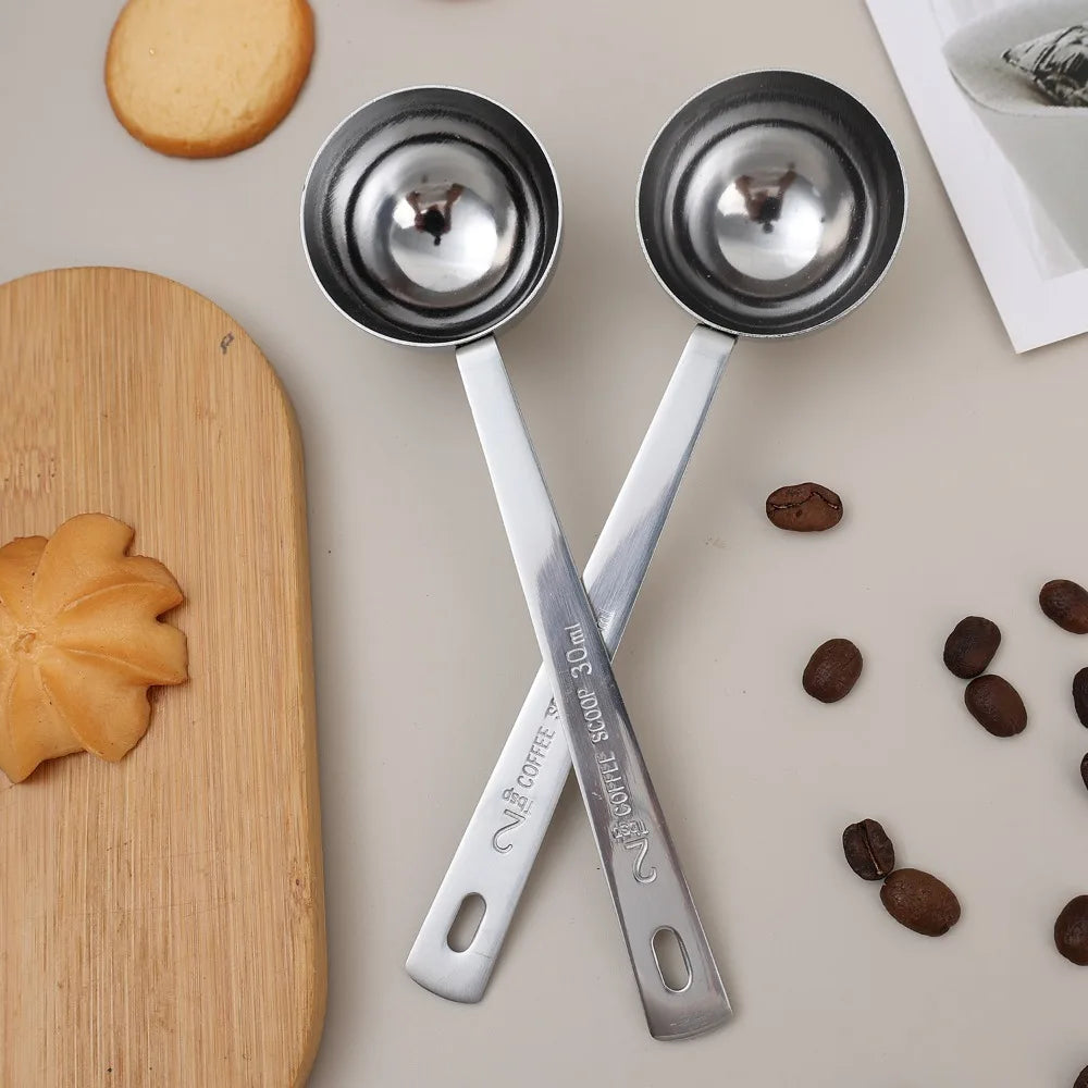30/15ml Stainless Steel Coffee Scoop Thicken Tablespoon Measuring Spoon Long Handle Coffee Spoon for Cafe Making Kitchen Tools