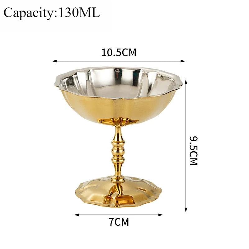 Ice Cream Cup Stainless Steel 304 Serving Dessert Bowl Cups Sauce Bowls Mini Round Footed Yogurt Snack Candy Cup for Salad Fruit