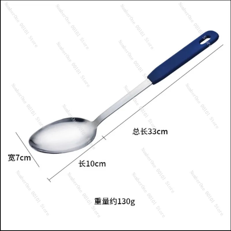 304 Stainless Steel Soup Spoon with Long Handle,Restaurant Serving Spoon for Buffet  Stir-Frying,Durable Fast-Food Serving Spoon