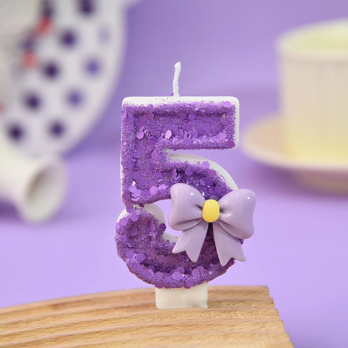 Purple Birthday Candles. Bow Number Candles. Birthday Cake Decoration, First Birthday Party Candles, Princess Butterfly