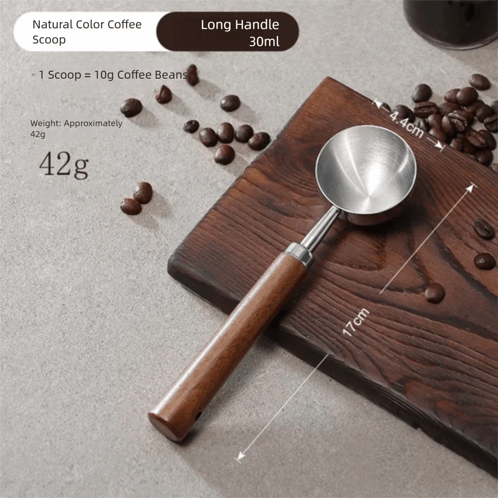 15/30ml Round Head Measuring Spoon Stainless Steel Wooden Handle Measuring Cup Measuring Accessory Home Kitchen Baking Tools