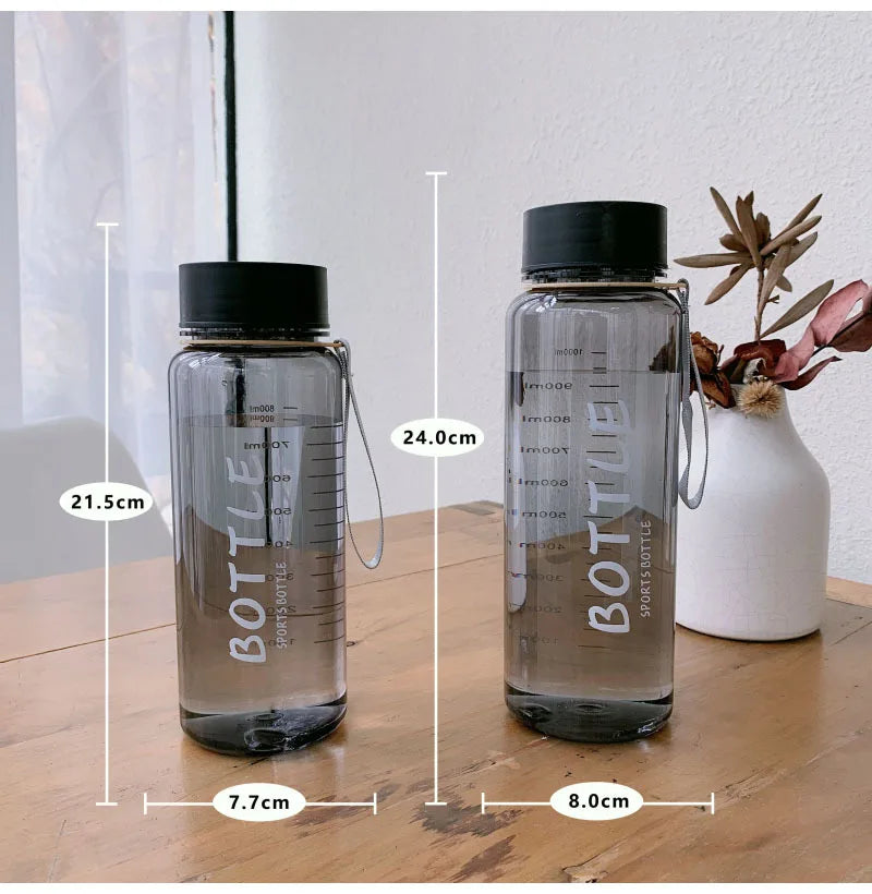 Portable 1000ML Water Bottle Outdoor Sports Bike Safety PC Plastic BPA Free Drinkware Tea Cup Birth Gift Men Adults Leak-proof