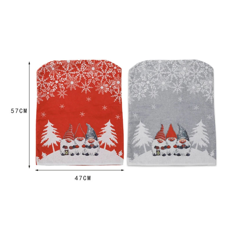 Christmas Chair Cover Cartoon Snowflake Santa Claus Pattern Chair Cover Merry Christmas Party Home Ornament Kitchen Table Decor