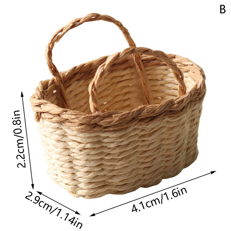 1Pcs Mini 1/12 Cute Dollhouse Rattan Frame Hand-woven Vegetable Food Storage Basket Dolls Miniature Decoration