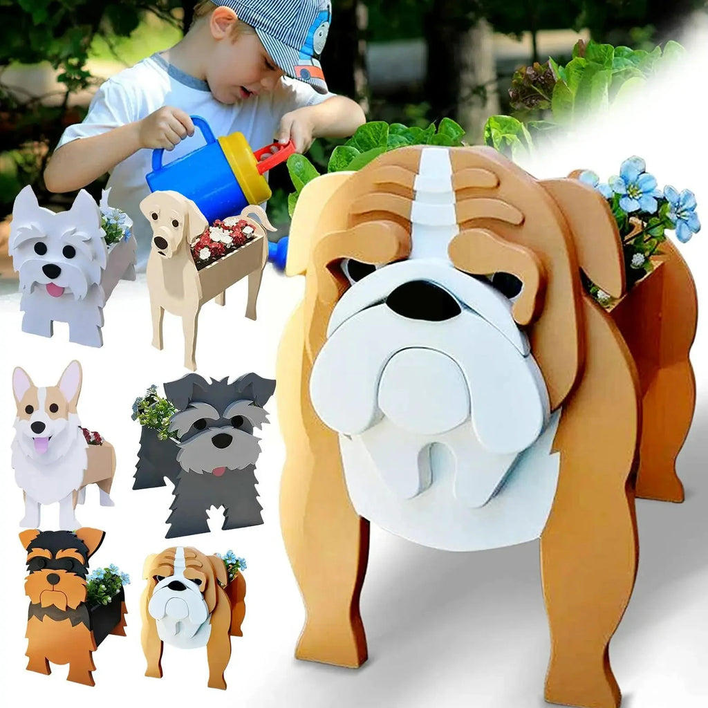Cute Animal DIY Flower Planter PVC Pet Dog Potted Garden Yard Decoration Plant Container Holder Decor Garden Flower Pots  Orname
