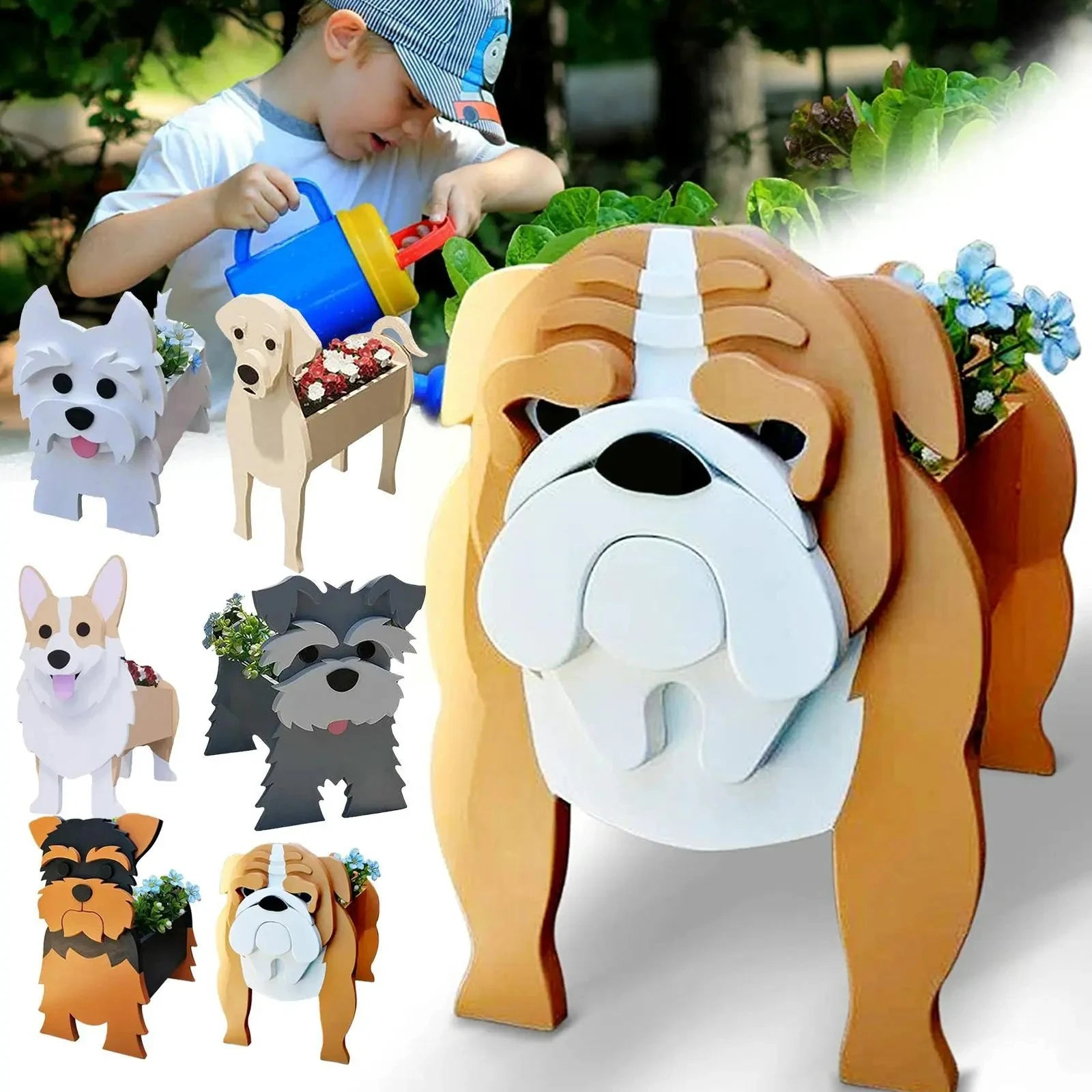 Cute Animal DIY Flower Planter PVC Pet Dog Potted Garden Yard Decoration Plant Container Holder Decor Garden Flower Pots  Orname
