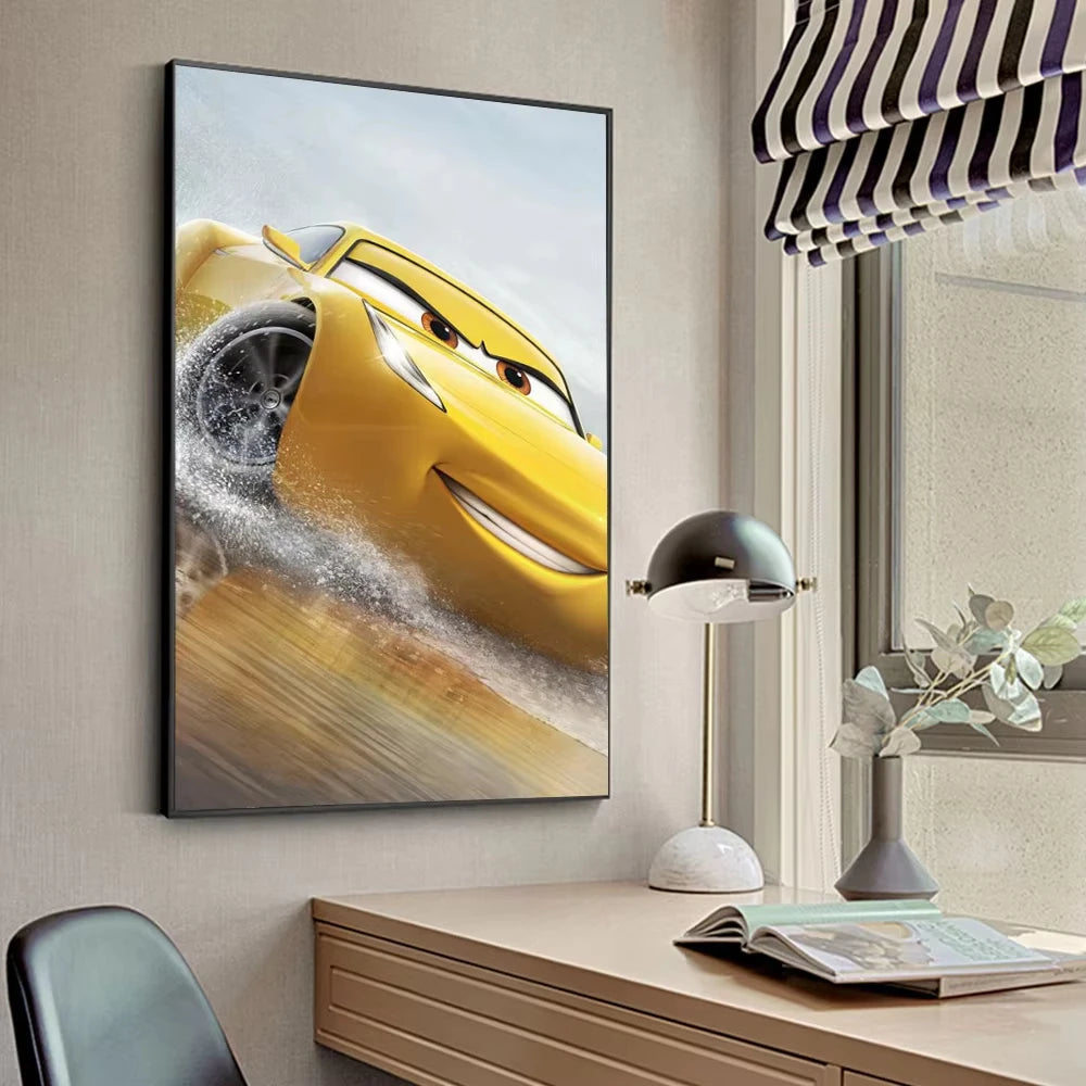 MINISO Kids Cartoon Speed Car Disney Home Living Room Bedroom Decorative Wall Art Anime Posters Mural Wall Art Canvas HD Prints