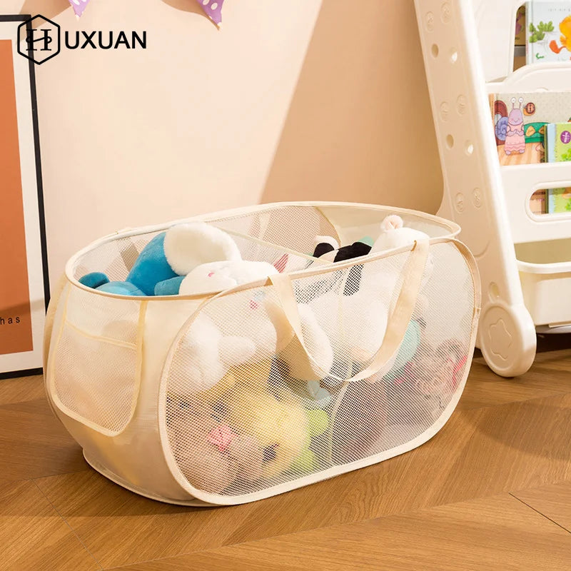Extra-Large Mesh Laundry Hamper With Handles Foldable Versatile Storage Bag For Dirty Clothes In Multiple Rooms Laundry Baskets