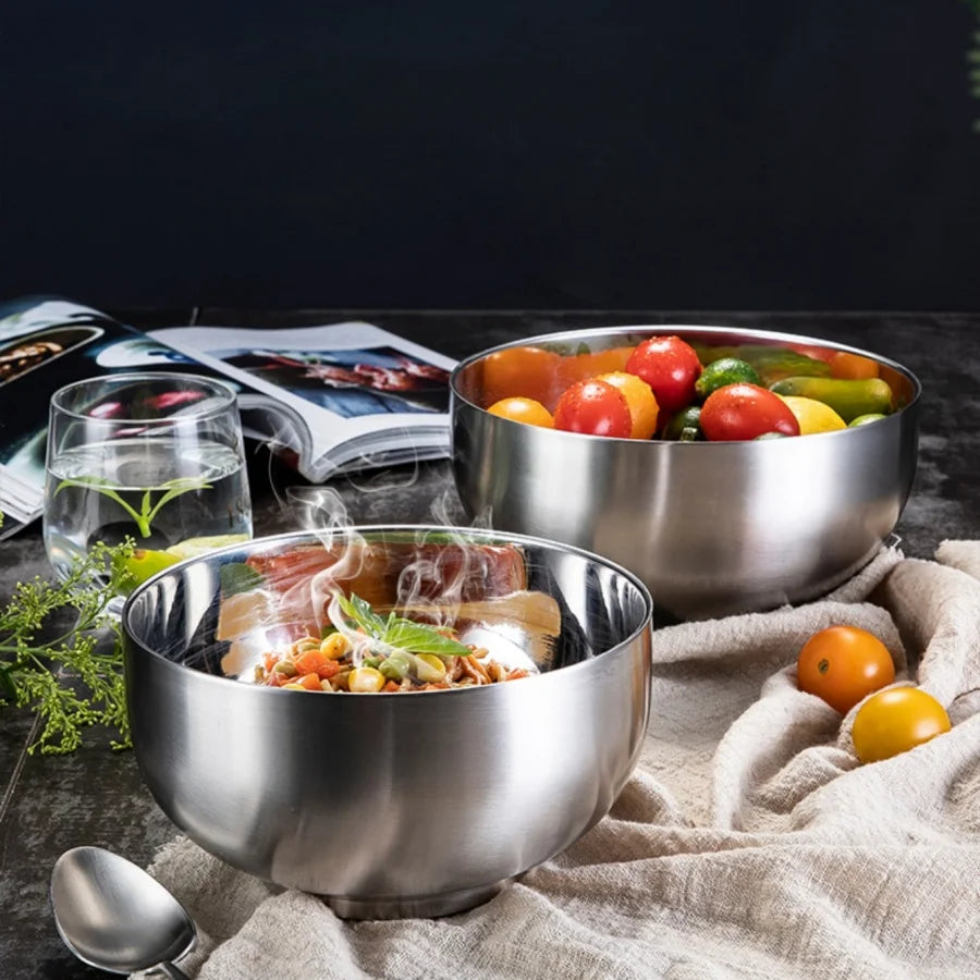 Stainless Steel Noodle Bowl Household High-Grade  Instant Good-looking Soup Bowl Korean Style Large Rice Salad Bowl