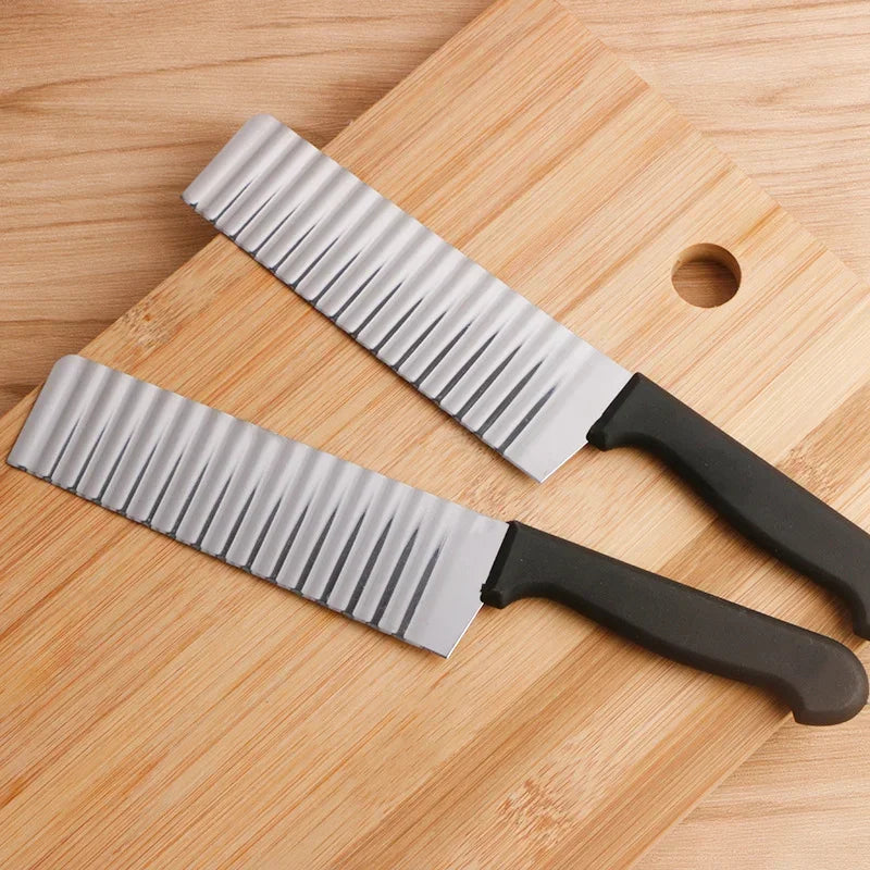 Potato Chip Slicer, Vegetable Fruit Cutter, Dough Chopper, French Fry Maker, Crinkle Wavy Kitchen Knife Tools Gadget