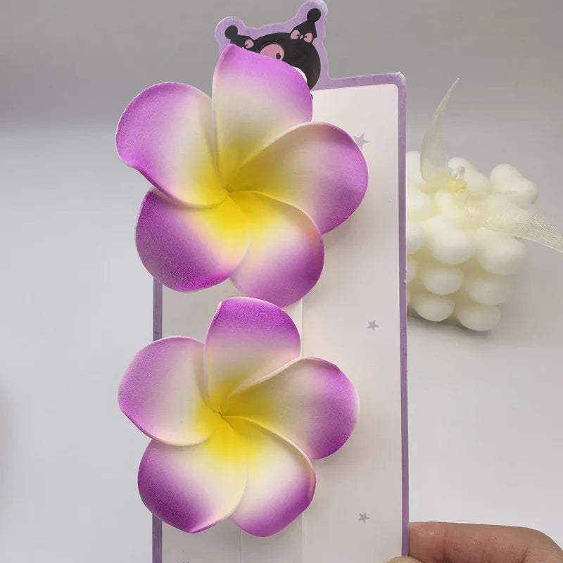 2pcs Artificial Hibiscus Hair Clip EVA Foam Beach Holiday Flower Accessory Seaside Shooting Prop