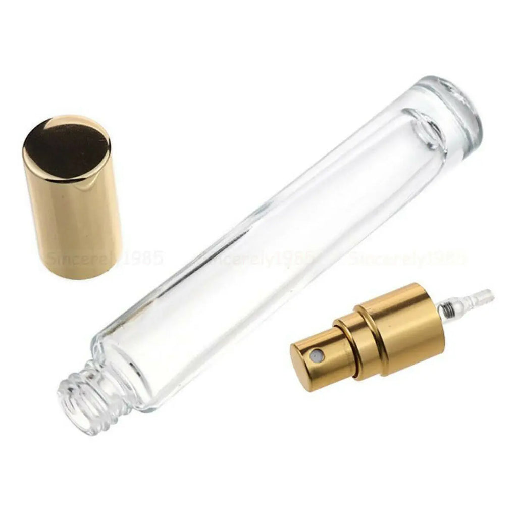 3X 10X 10ML Clear Round Thick Glass Perfume Oil Bottles Spray Atomizer Empty Sample Vial Refillable Sprayer Flacon High Grade