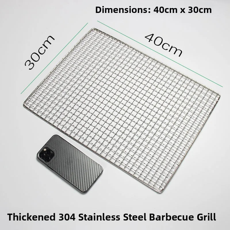 Thiened Rectangular Me BBQ ill Net 304 Stainl Steel Drng Net Barbecue Wire Me for Outdoor Kitchen Cooking Tools