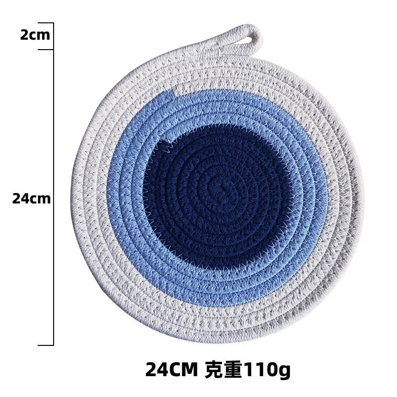 Colored Placemat Pastoral Style Thickened Insulation Cotton Linen Woven Table Mat Heat Resistant Anti Scalding Sand Pot Cup Mat