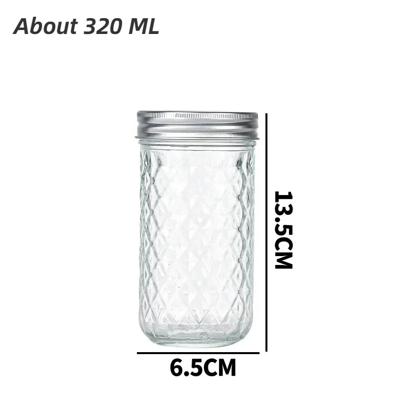 Mason Jar with Lid Glass Bottle High Temperature Resistant Easy to Clean Honey Food Sealed Glass Canning Food Storage Containers