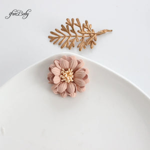 Decorative Handmade 3D Flower 4cm Synthetic Leather Flower With Stamen CRAFT Hair Appliques Embellishments Artificial Floral