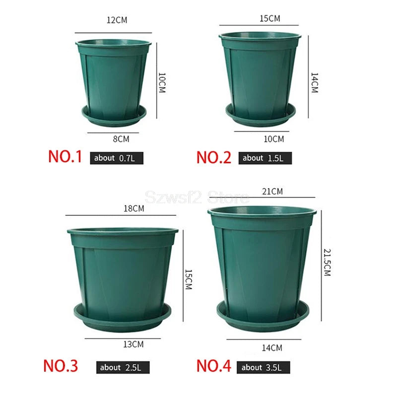 5/10pcs Green Plastic Plant Flower Pot Trays - Cute Garden Planter Tools for Growing Herbs, Succulents, and Nursery Plants E2