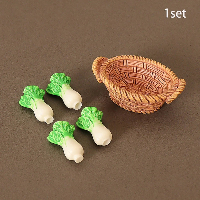 1/12 Dollhouse Simulation Vegetable Basket Set Dollhouse Vegetables Decoration Dolls House Miniature Kitchen Play Toys