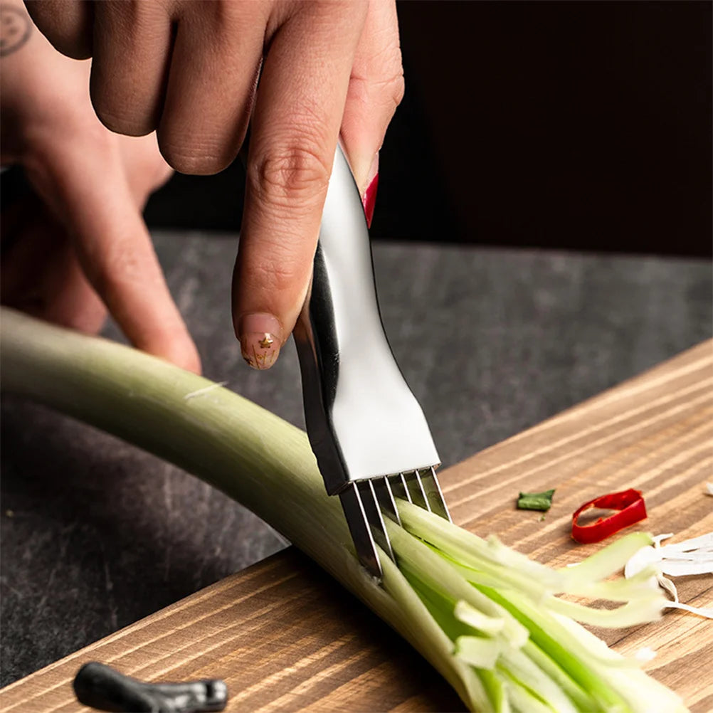 Green Onion Cutter 6 Blade Sturdy Stainless Steel Scallion Slicer Kitchen Tool Vegetable Cutter Non Slip Labor Saving Handle