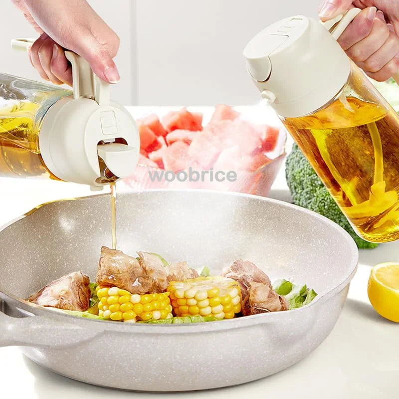 2in1 Oils Sprayer Olive Oil Spray Plastic Bottle Vinegar Dispenser Kitchen Oil Diffuser Accessories Camping Baking Pic