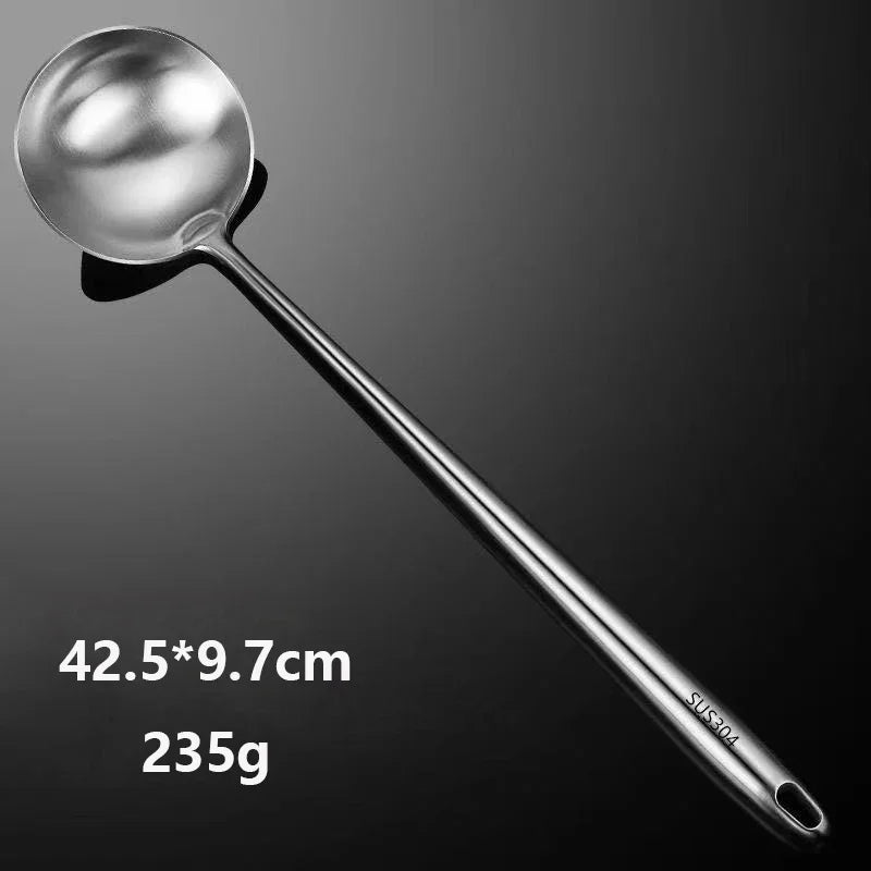 Thickened 304 stainless steel anti-scald spatula set, cooking spatula, kitchenware, household woks, soup spoons, strainers