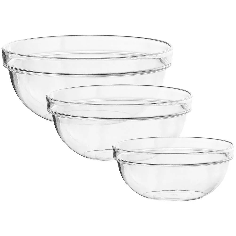3Pcs Fruit Salad Bowl Clear Pet Material Multi-Functional Home Restaurant Party Decorative Storage Container