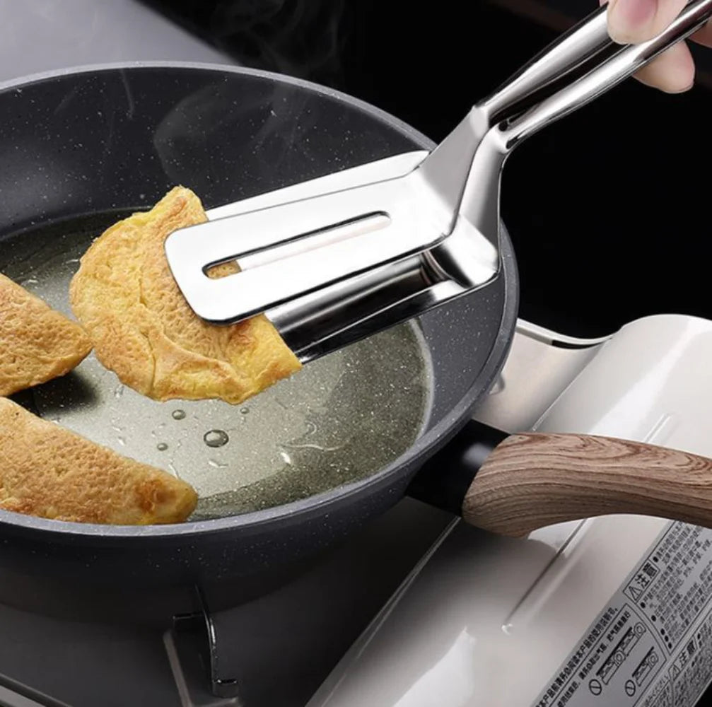 Stainless Steel Frying Shovel Clip Multifunctional Steak BBQ Tongs Frying Fish Spatula Clip Bread Clip Household Kitchen Tool