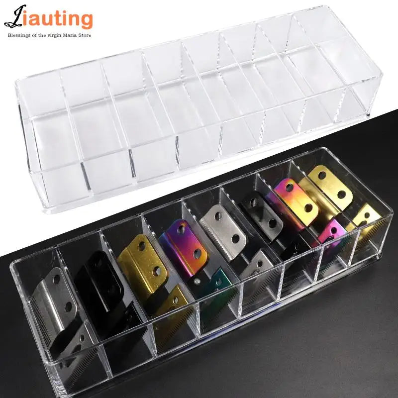 8Grids Universal Rectangular Plastic Guide Limit Comb Storage Box Barber Hairdresser Electric Hair Clipper Organizer Container