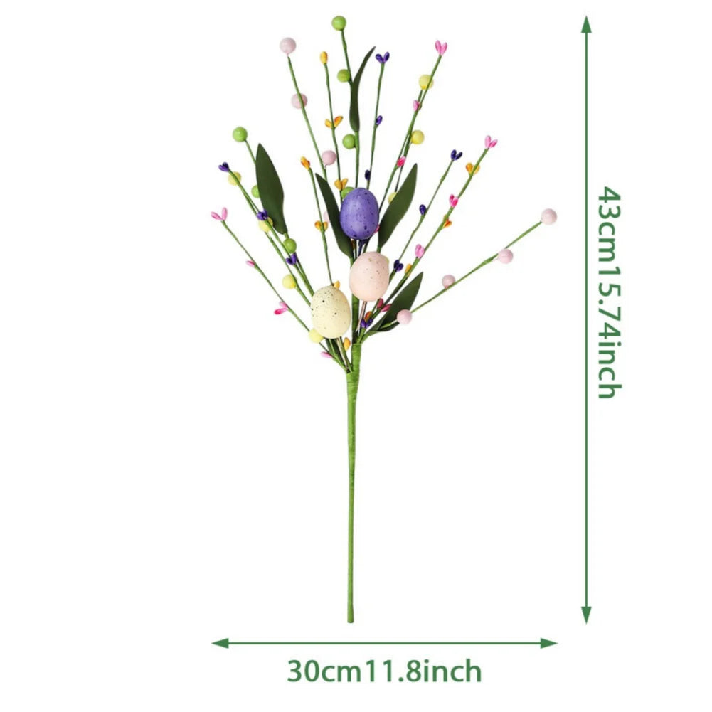 3pcs Artificial Easter Stems Window Decor Centerpiece Vase Colorful Picks Berry Stems with Easter Artificial Picks Decors