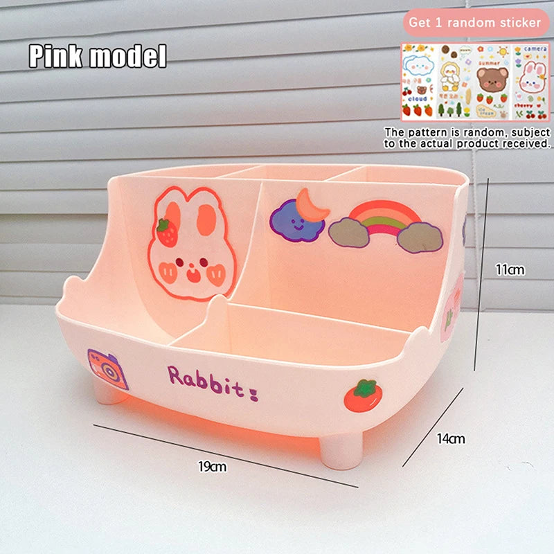 Kawaii Large-Capacity Desktop Pen Holder Cute Cartoon Stationery Storage Box Creative Pencil Organizer for Girls Desk