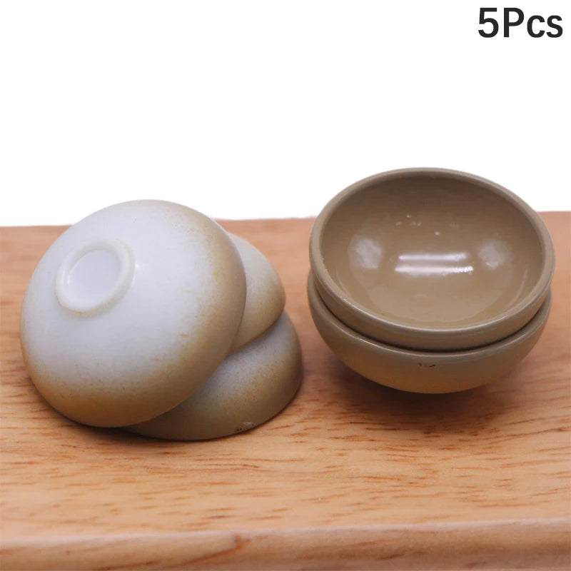 5Pcs 1:12 Dollhouse Miniature Fruit Bowl Salad Bowl Soup Plate Mini Cutlery Kitchen Tableware Decor Toy Doll House Accessories