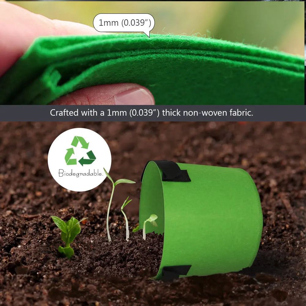 1-30 Gallon Green Garden Fabric Grow Bags with Handles for Courtyard Plant Vegetable Flower Planter Container Nursery Grow Pots