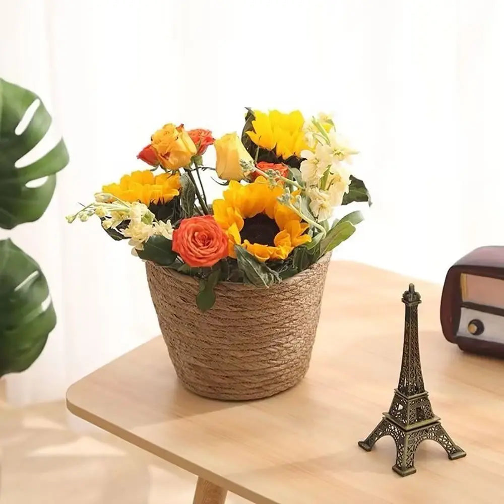 1Pcs For Garden Terraces Flower Pot Basket Rattan Straw Planter Basket Grass Woven Flowerpot Furniture Decoration Mini/S/M/L