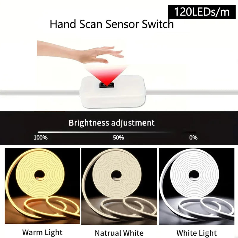 Neon LED Light Strip USB 5V Waterproof Flexible Rope with Motion Sensor Switch Room Decoration TV Backlight Gaming Setup Decor