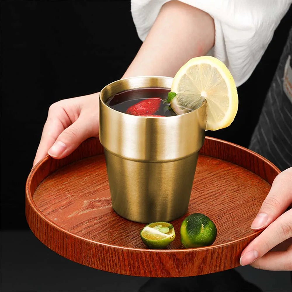 Golden Beer Mug Metal Tumbler 304 Stainless Steel Water Glasses Camping Reusable Mugs BBQ Home Office Party Coffee