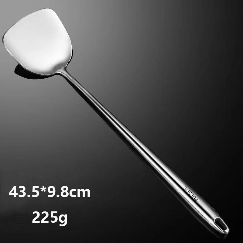 Thickened 304 stainless steel anti-scald spatula set, cooking spatula, kitchenware, household woks, soup spoons, strainers