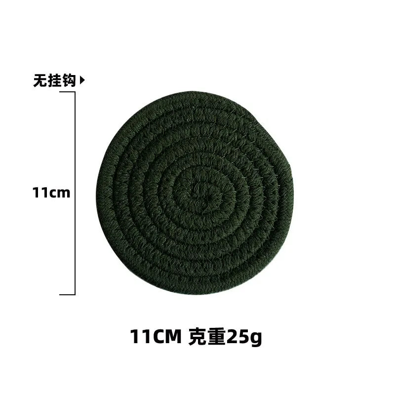 Colored Placemat Pastoral Style Thickened Insulation Cotton Linen Woven Table Mat Heat Resistant Anti Scalding Sand Pot Cup Mat