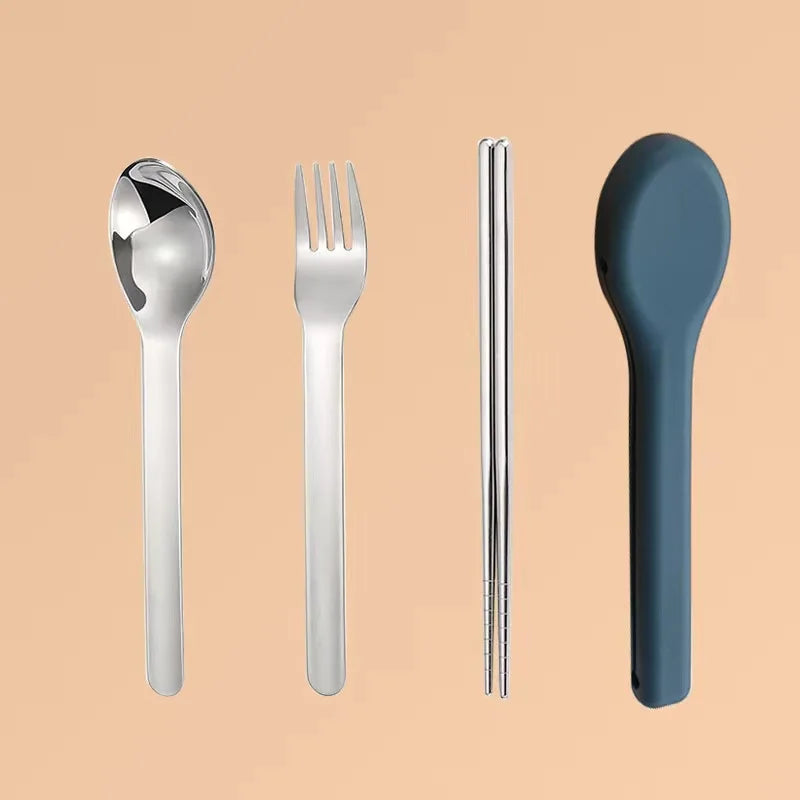 3-Piece Portable Flatware Pocket Utensils Set  Fork Spoon Knife Set with Case for Lunch Travel Camping School Work Picnics