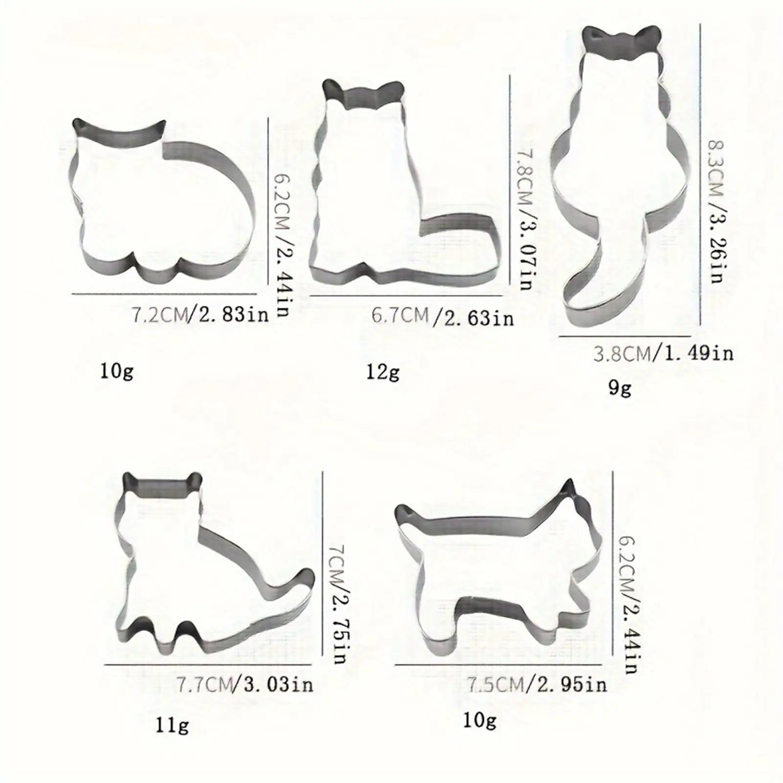Dessert Baking Cutter Cat-Themed Cute Baking Cutters 5 Pieces Reusable Moulds Stainless Steel Kitchen Tool For Fondant Cheese