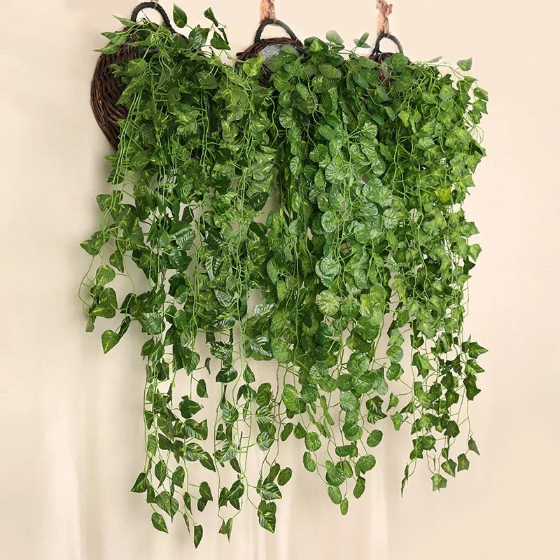 90cm Artificial Green Radish Wall Hanging Plant Rattan Home Living Room Decoration Background Wall Flower Vine Plant