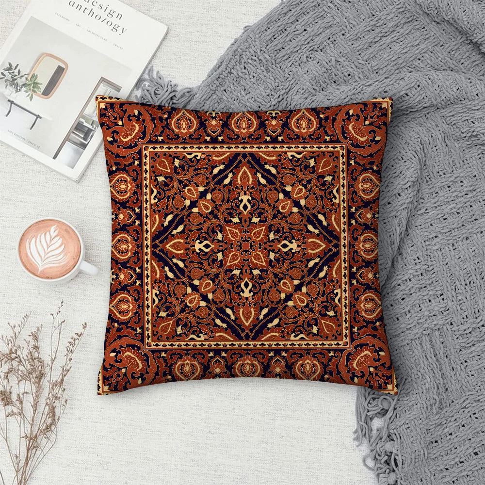 Persian Carpet Pattern Pillow Case Sofa Decorative Home Double-sided Printing Short Plush Cushion Cover Throw Pillow Cover Gifts