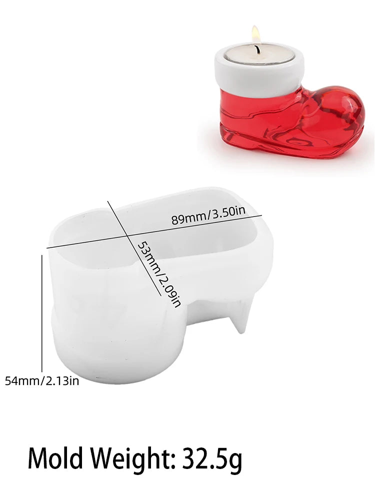 Christmas Boots Shoes Candle Holder Silicone Mold DIY Table Decoration Crystal Drop Glue Epoxy Resin Mold Christmas Craft Gifts