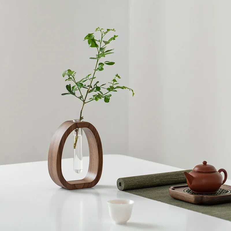 Solid Wood Flower Utensil Creative Flower Arrangement Simple Glass Plant Flower Insert Mini Water-grown Vase