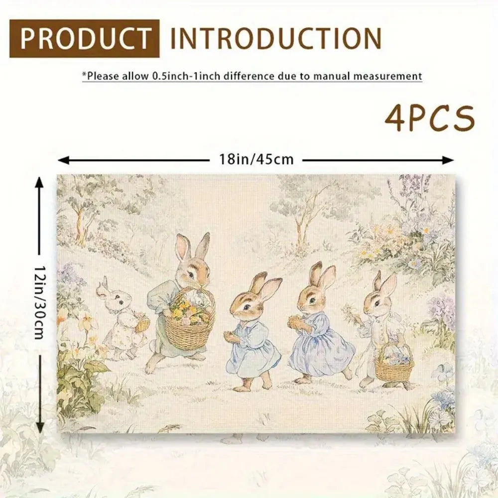 VIKAMA Cartoon Cute Animal Park Pattern Placemat Linen Fabric Table Mats Family Dinner Tableware Kitchen Table Mat