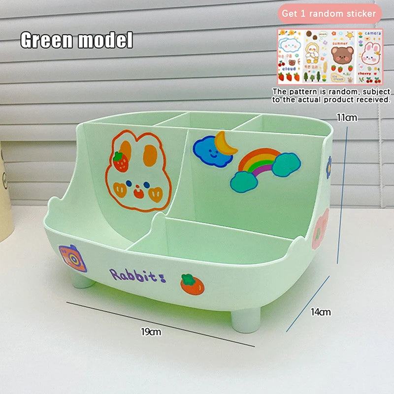 Kawaii Large-Capacity Desktop Pen Holder Cute Cartoon Stationery Storage Box Creative Pencil Organizer for Girls Desk