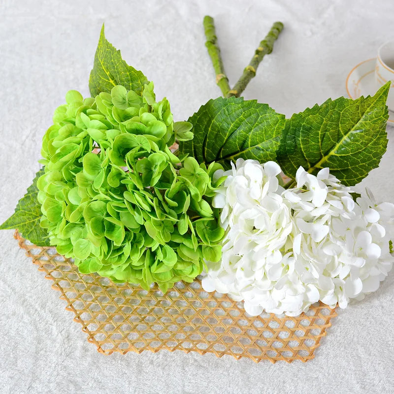 Green Hydrangea Artificial Flower 3d Hand Moisturizing Big Hydrangea Home Decoration Floral Wedding Decoration Fake Flower Hand